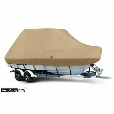 EEVELLE Boat Cover CUDDY CABIN Hard Top, Outboard Fits 15ft 6in L up to 96in W Khaki SFVCCTT1596B-KHA